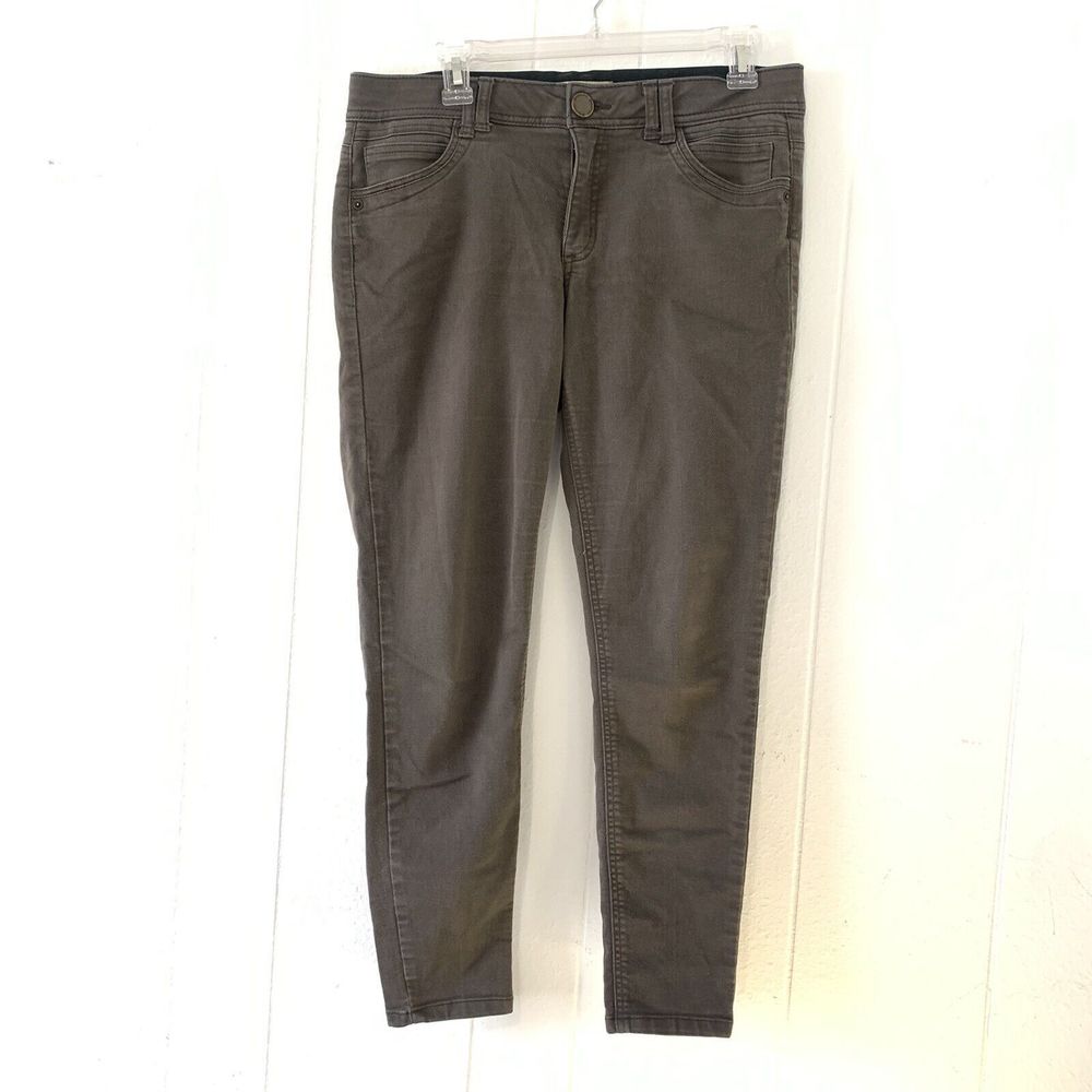 Democracy Womens 8 Pants Grey Ad Solution Elastic Waist Skinny Stretchy
